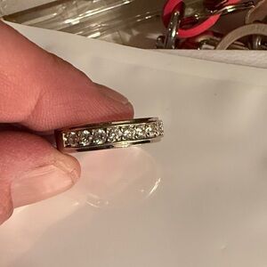 Elegant Silver Band with Clear Stones